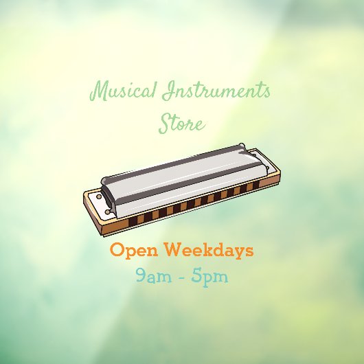 ハーモニカ漫画イラストレーション ウィンドウサイン (シート3)