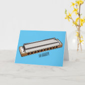 ハーモニカ漫画イラストレーション カード (黄色い花)