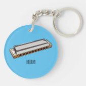 ハーモニカ漫画イラストレーション キーホルダー (裏面)