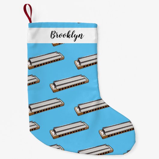 ハーモニカ漫画イラストレーション スモールクリスマスストッキング (正面)