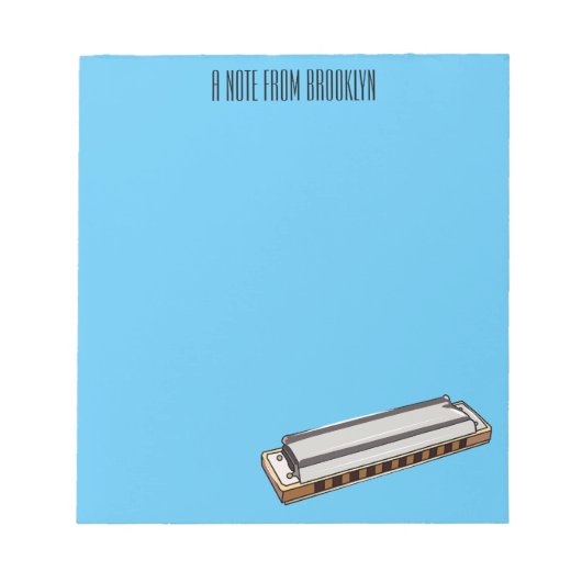 ハーモニカ漫画イラストレーション ノートパッド (正面)