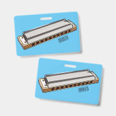 ハーモニカ漫画イラストレーション バッジ (正面＆裏面)