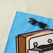 ハーモニカ漫画イラストレーション ビーチタオル (インサイチュ)