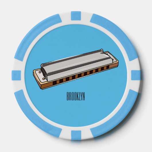 ハーモニカ漫画イラストレーション ポーカーチップ (正面)