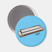 ハーモニカ漫画イラストレーション マグネット (正面/裏面)