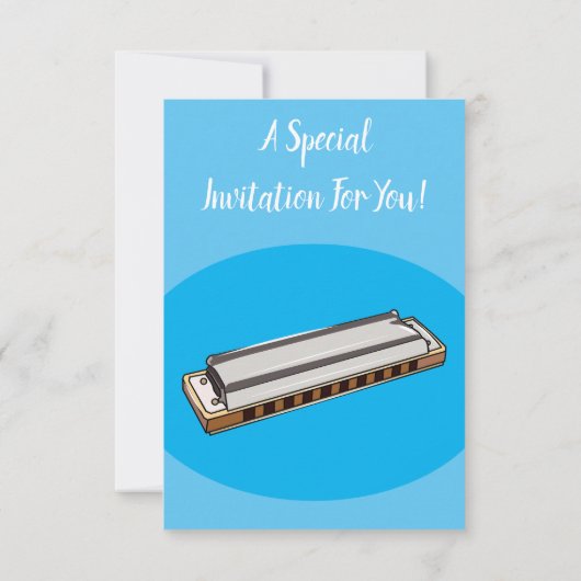 ハーモニカ漫画イラストレーション 招待状 (裏面)