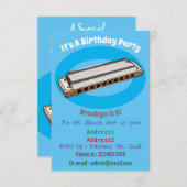 ハーモニカ漫画イラストレーション 招待状 (正面/裏面)