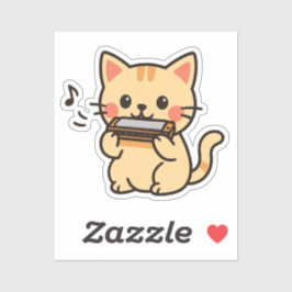 ハーモニカ猫のキャラクター シール