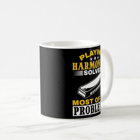 ハーモニカ遊恋人のハーモニカがMの大部分を解決 コーヒーマグカップ (正面右)