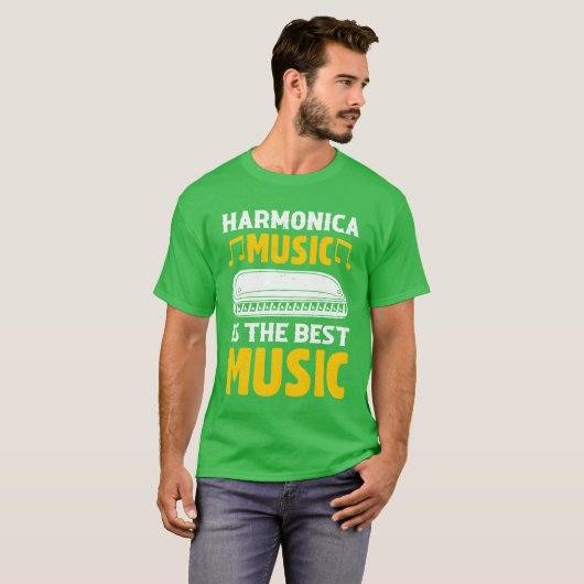 ハーモニカ音楽は最高の音楽 ハーモニカ 愛 Tシャツ (正面フル)