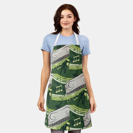 ハーモニカ音楽 エプロン (着用した状態)