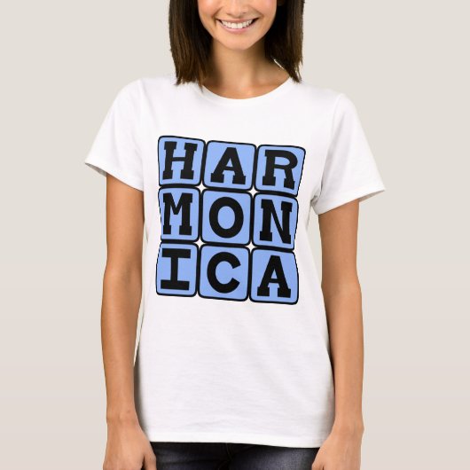 ハーモニカ、楽器 Tシャツ (正面)