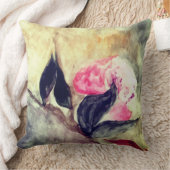 ハーモニックピンクの花ブラック葉の抽象芸術 クッション (ブランケット)