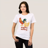 ハーモニーに共に - 平和な雄鶏と雌鶏の女性用 トライブレンドTシャツ (正面全面)