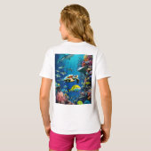 ハーモニーの深み: 波の下の生命 Tシャツ (裏面フル)