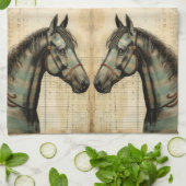 ハーモニーウマ科のスクライブアクセント キッチンタオル (折り畳み)