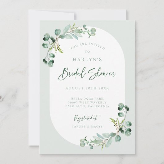 ハーリンユーカリブライダルシャワーパーティの招待状 招待状 (正面)