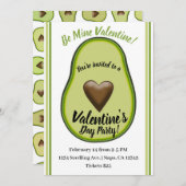 ハーリー・グアカモーレ・ハート・アボカド・バレンタイン・パーティ 招待状 (正面/裏面)