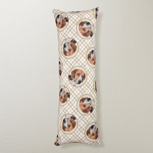 ハーリ絵を描ーのトライカラーかわいいオリジナルドッグアート ボディピロー (裏面 (縦))