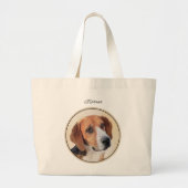 ハーリ絵を描ーのトライカラーかわいいオリジナルドッグアート ラージトートバッグ (正面)