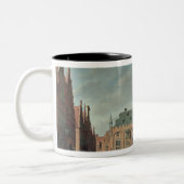 ハールレムのGrote Marktの眺め ツートーンマグカップ (左)