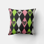 ハーレキカラフルンプリントとバラハート クッション (裏面)