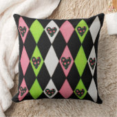 ハーレキカラフルンプリントとバラハート クッション (ブランケット)