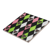 ハーレキカラフルンプリントとバラハート タイル (側面)