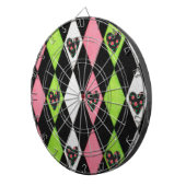 ハーレキカラフルンプリントとバラハート ダーツボード (正面右)