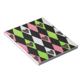 ハーレキカラフルンプリントとバラハート ノートパッド (アングル)