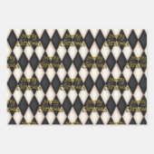 ハーレキンよくはしゃぐフローティング文字クリスマス ラッピングペーパーシート (正面)