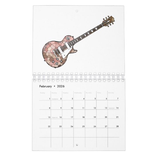 ハーレキンエレキギター カレンダー (2月 2026)