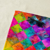 [ハーレキンタイ染料]ダイヤモンドフラクタル市松模様に表示 ビーチタオル (インサイチュ)