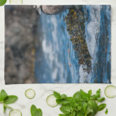 ハーレキンダックイン海サーフ キッチンタオル (折り畳み)