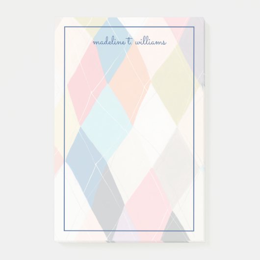 ハーレキンホプスコッチ-アーガイル柄のパターン ポストイット (正面)