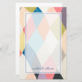 ハーレキンホプスコッチ-アーガイル柄のパターン 便箋 (正面/裏面)