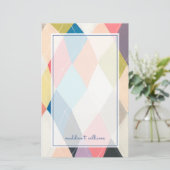 ハーレキンホプスコッチ-アーガイル柄のパターン 便箋 (スタンド正面)