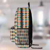 ハーレキンレトロレッド金ゴールドグリーンモノグラムアーガイル プリントバックパック