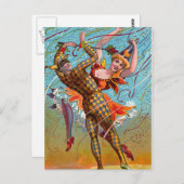 ハーレキン踊りヴィンテージイラストレーション ポストカード (正面/裏面)