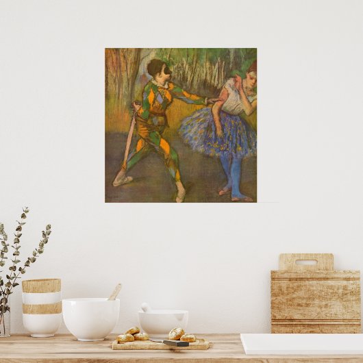 ハーレクインとオダマキ(植物)バイエドガー・デガスヴィンテージ・アート ポスター (キッチン)