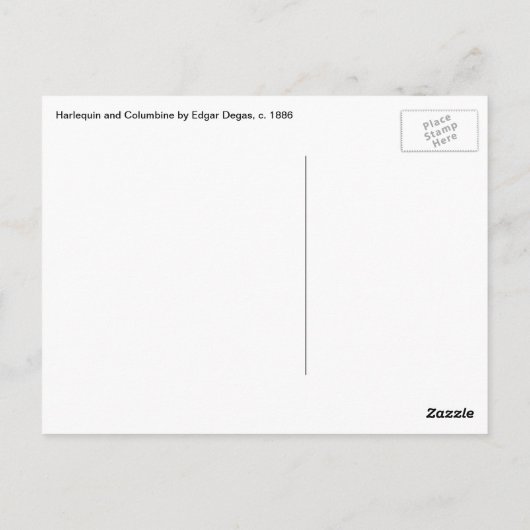 ハーレクインとオダマキ(植物)バイエドガー・デガスヴィンテージ・アート ポストカード (裏面)