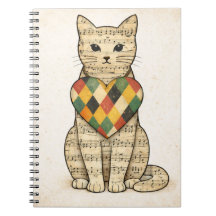 ハーレクインのハートが可愛い猫のコラージュアート