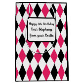 ハーレクインエレガントダイヤモンドジオメトリック白黒 ミディアムペーパーバッグ (正面)