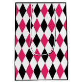 ハーレクインエレガントダイヤモンドジオメトリック白黒 ミディアムペーパーバッグ (裏面)