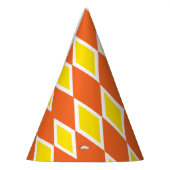 ハーレクインオレンジイエロー秋ハロウィーン パーティーハット (左)