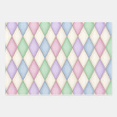 ハーレクインカラフルチェック中世おとぎ話 ラッピングペーパーシート (正面)