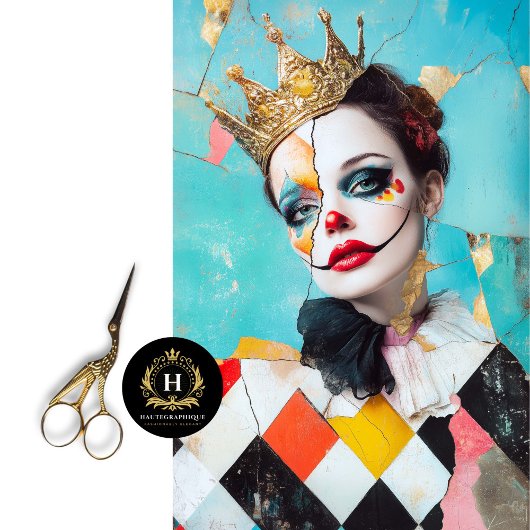 ハーレクインクイーン抽象芸術デクページ 薄葉紙