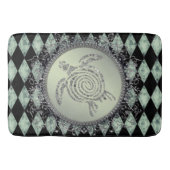 ハーレクイングリーンとシルバーグリッターウミガメ バスマット (正面)