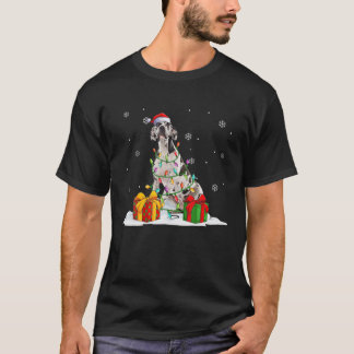 ハーレクイングレートデーンクリスマスツリーライトクリスマスズPA Tシャツ