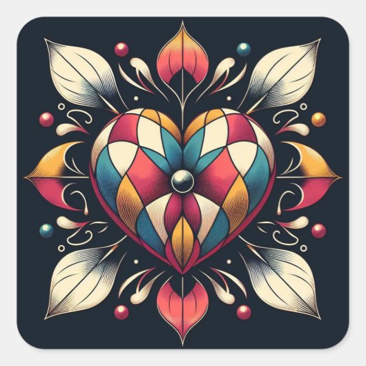 ハーレクインハート スクエアシール (正面)